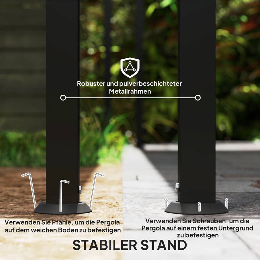 Outsunny Anbaupavillon aus Metall in Dunkelgrau mit Polyester-Dach, wandmontiert und modern, B/H/L: 298 x 250 x 248 cm - Bild 5