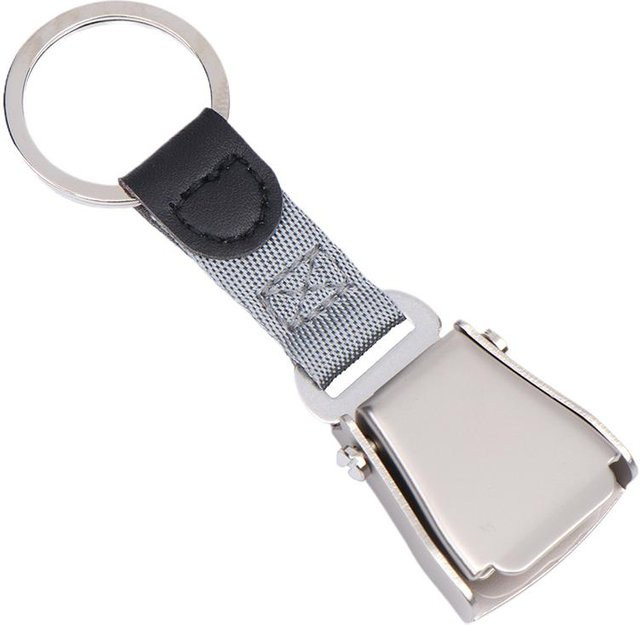 Schlüsselanhänger Sicherheitsgurt Flugzeug, silber, Unisex - Bild 1