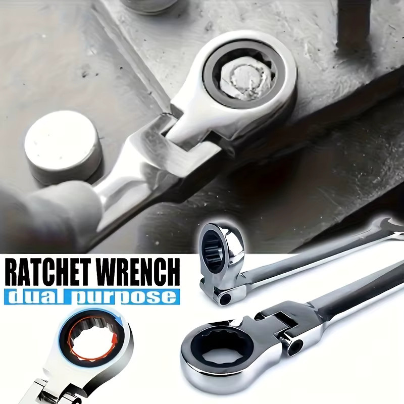 Multifunktions-Ratschenschlüssel 10 mm aus Chrom-Vanadium-Stahl in Silber mit verstellbarem Drehmoment und beweglichem Kopf - Bild 3