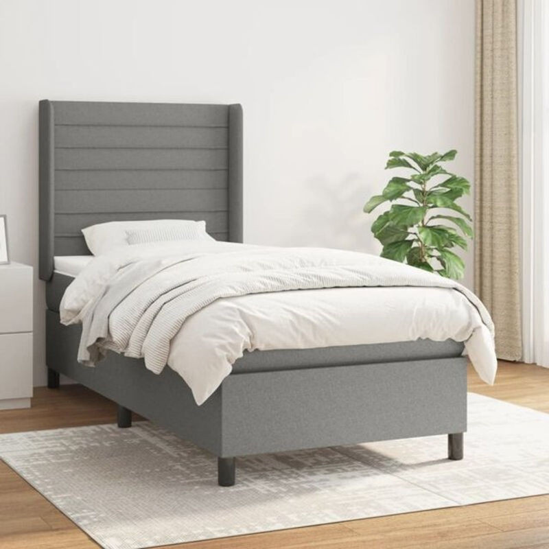 vidaxl Boxspringbett mit Matratze in Anthrazit aus Stoff und Massivholz B/T/H: 80 x 200 x 118 cm - Bild 1