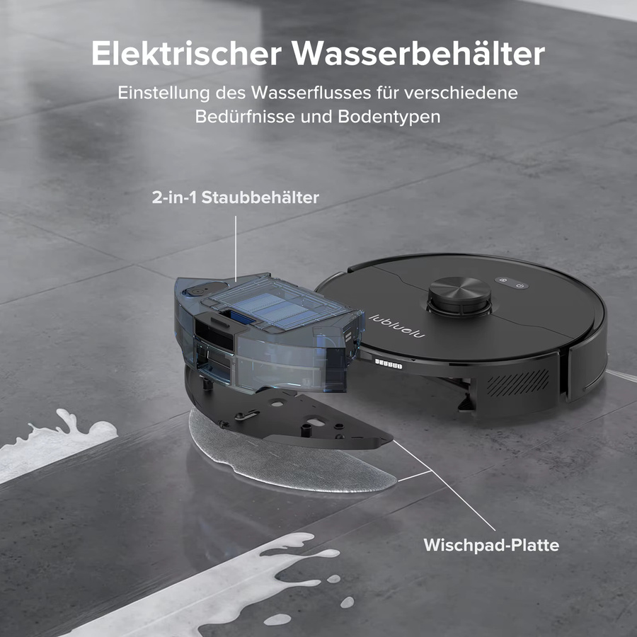 Lubluelu L50Max Saug- und Wischroboter in Schwarz mit 7000Pa Saugkraft und Anti-Tangle-Technologie für Boden und Teppich - Bild 4
