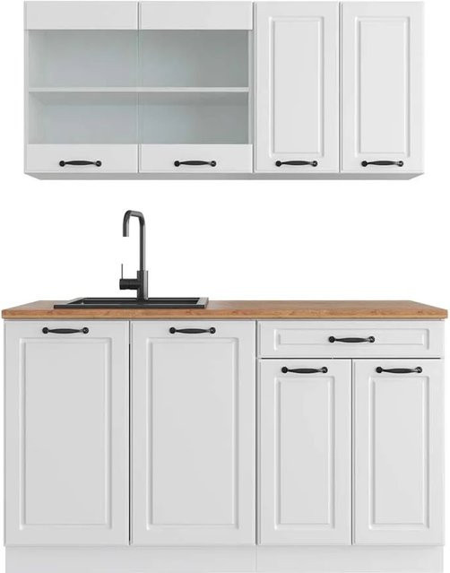 Vicco R-Line Küchenzeile Landhausstil in Weiß und Eiche, Breite: 140 cm - Bild 1