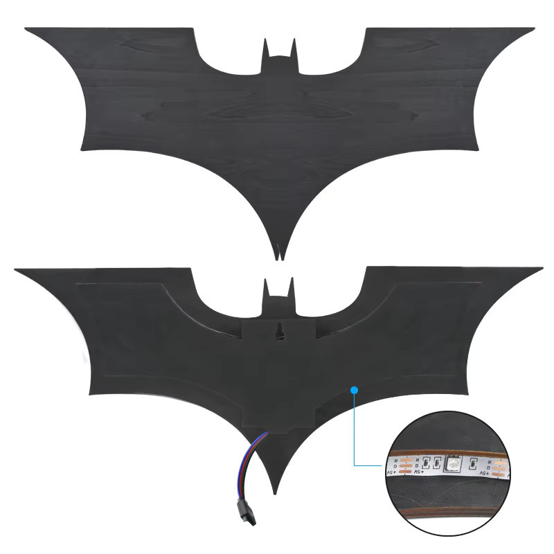 Dekorative 3D-Fledermaus-LED-Wandleuchte in Schwarz mit RGB-Multicolor-Effekt und Fernbedienung - Bild 4