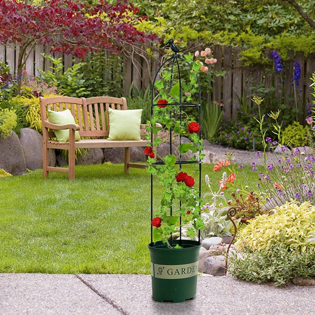Qiilu Rankhilfe Spalier in Schwarz für Kletterpflanzen wie Rosen, Clematis, Efeu, Jasmin oder Gemüse - Bild 1