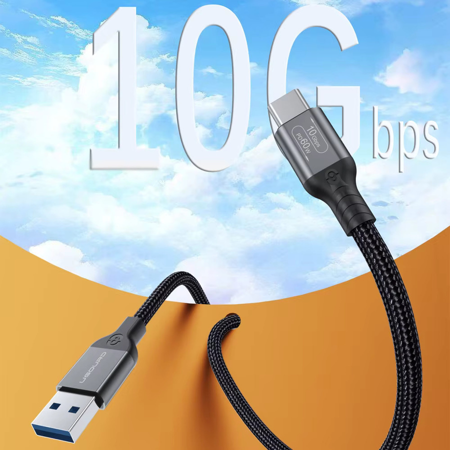 UGOURD USB-A auf USB-C Kabel, Schwarz, 10 Gbit/s Datenübertragung und 60 W Schnellladung (USB 3.2 / USB 3.1 Gen2) - Bild 2