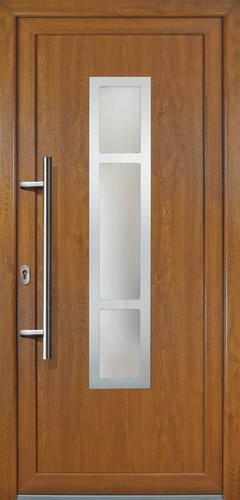 Meeth Kunststoff-Haustür Signum Exklusiv in Golden Oak mit satiniertem Glaseinsatz, Farbe: Gold/Braun, B/H: 108 x 200 cm - Bild 1