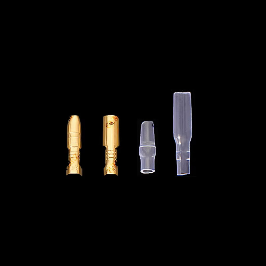 200 Stück Kaltpressklemmen Schutzhülsen 4mm Bullet Crimp-Terminals für Autoelektrik-Verbindungen in Gold - Bild 2