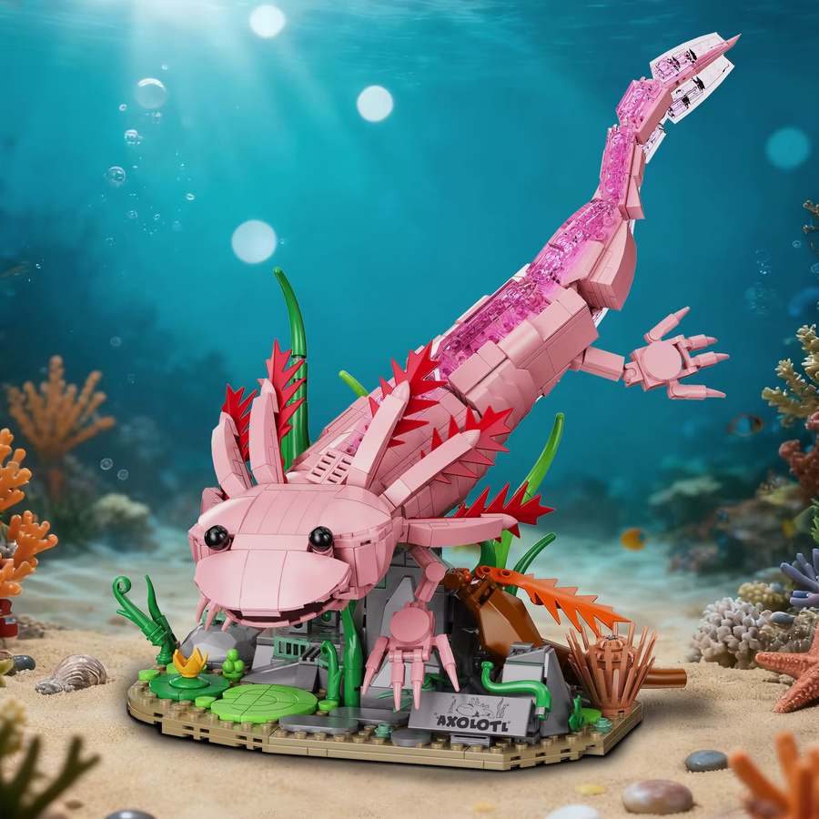 stemedu Aquatisches Amphibien-Axolotl-Modell, Baustein-Set, 998 Teile, ab 8 Jahren - Bild 3
