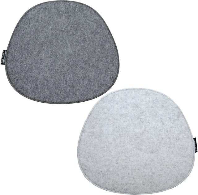 DuneDesign 2 ovale Sitzkissen aus Filz in Grau und Beige, B/T: 40 x 37 cm - Bild 1