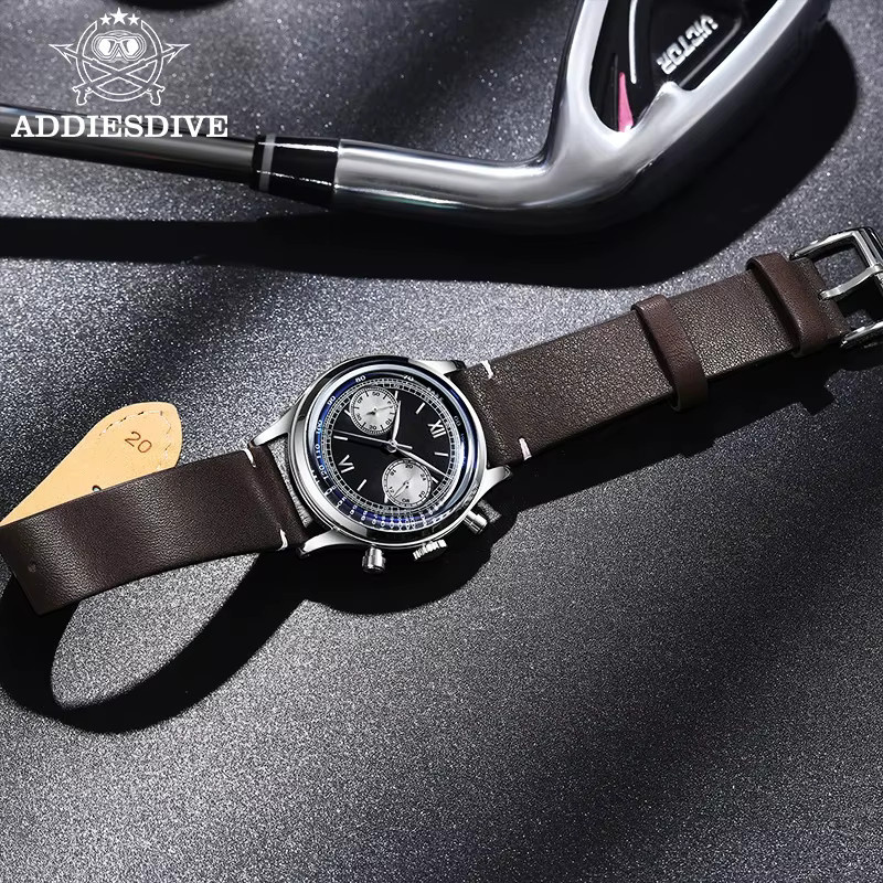 ADDIESDIVE Chronograph, Quarz, Edelstahl, Leder, Herren - Bild 5