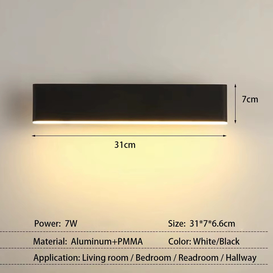 Moderne LED-Wandleuchte von LITU in Schwarz aus Aluminium mit dimmbarer Warmweiß-Funktion und Drehregler für Flur und Treppenhaus - Bild 3