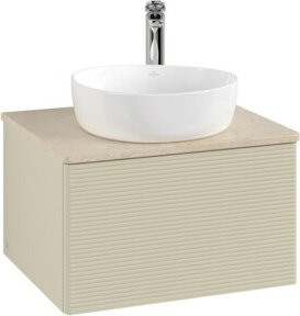 V&B Waschtischunterschrank Antao mit Frontstruktur in Grau lackiert, B/T/H: 60 x 36 x 50 cm - Bild 1