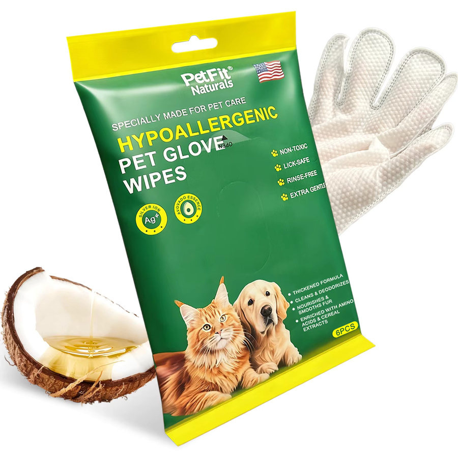 SEAMETAL 6 Stück Haustier-Reinigungstücher Handschuhe in Weiß für Hunde und Katzen zur Tiefenreinigung - Bild 2