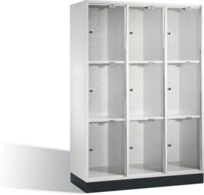 C+P Schließfachschrank Intro XL mit 9 Fächern und Acrylglastüren, Korpus Lichtgrau, H: 175 cm, B: 122 cm, T: 50 cm - Bild 1