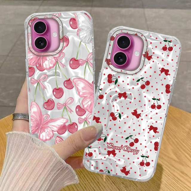 FunYudas Luxus-Handyhülle Cherry INS Girl für iPhone 16 17 Pro Max Air 16e 15 14 13 12 7 8 Plus XS XR SE 2022 Cover - Bild 1