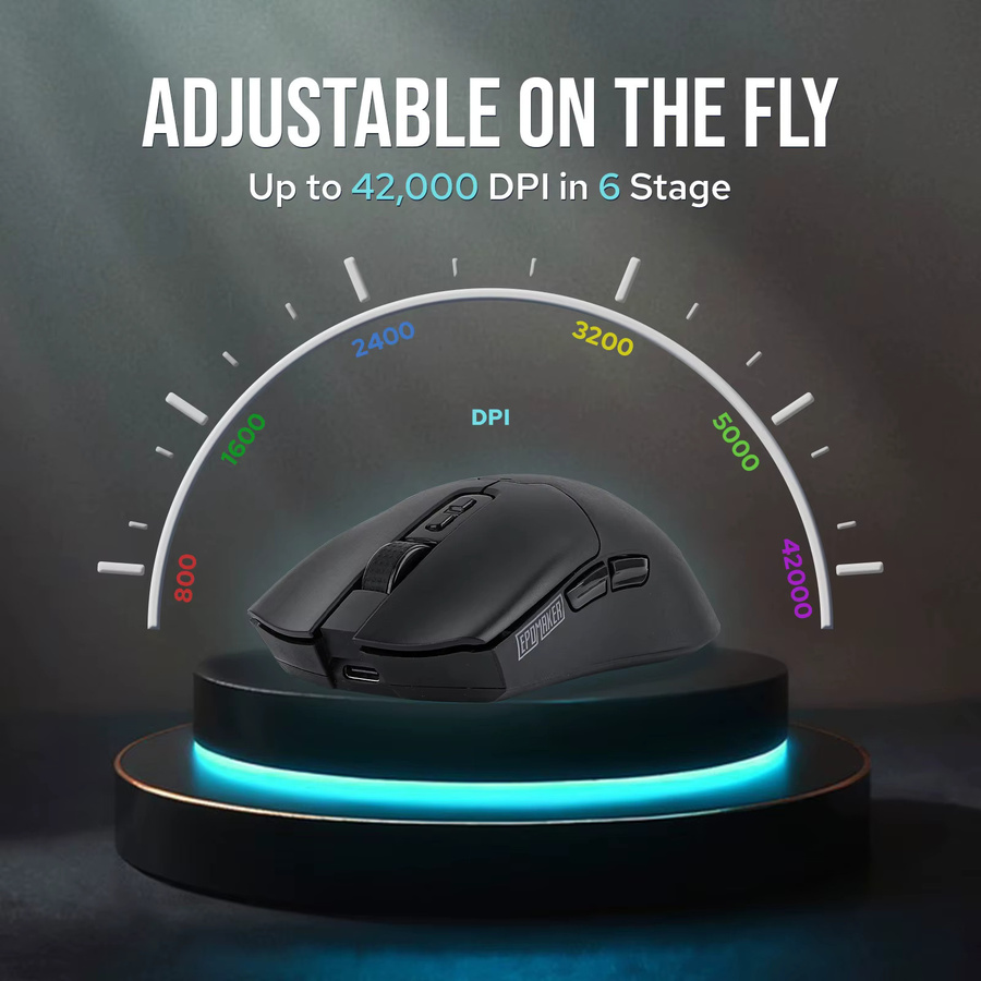 EPOMAKER Click Tri-Mode Kabellose Gaming-Maus in Schwarz mit 8K Polling-Rate, PAW3950 Sensor und bis zu 42000 DPI (Bluetooth und Wi-Fi) - Bild 3