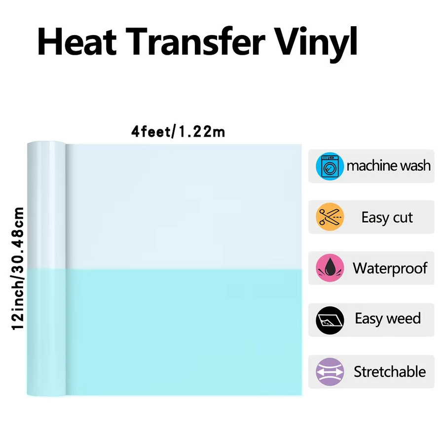Blaues PU-Phosphoreszenz-Wärmeübertragungsfolie Aufbügelmaterial für Bekleidungsbeschriftung Breite: 30,48 cm, Länge: 121,92 cm - Bild 3