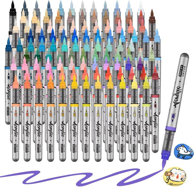 Haile Acrylmarker Set mit Pinselspitze, 12-teiliges Set in Grau und Multicolour für professionelle Kunstprojekte - Bild 1