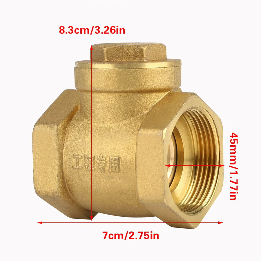 Rückschlagventil aus Messing in Gold mit DN32 Innengewinde zur Vermeidung von Wasserrückfluss (232 PSI) - Bild 3