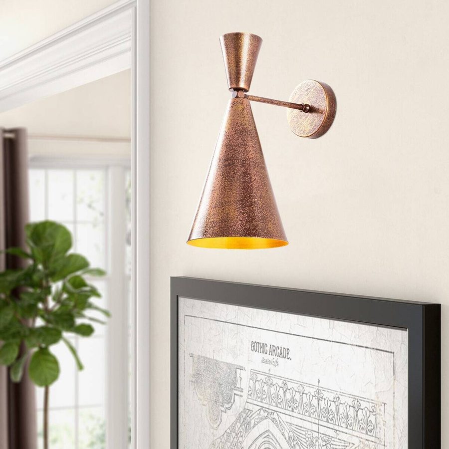 Opviq Wandleuchte in Gold aus Metall mit E27 Fassung, B/H/T: 25 x 39 x 19 cm - Bild 3