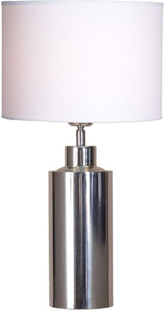 PR Home Solo Tischlampe in Silber mit weißem Stoffschirm, modern und verstellbar, B/T/H: 30 x 46 x 46 cm - Bild 1