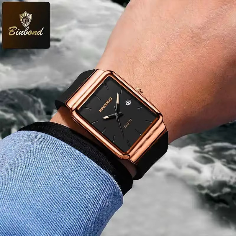 BINBOND Armbanduhr Quarz, Silikon, Schwarz, Herren - Bild 3