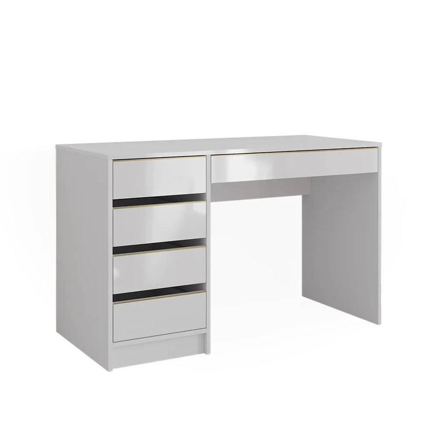 Vicco Schminktisch Sherry Weiß Hochglanz Gold mit 5 Schubladen B: 120 cm, T: 75 cm, H: 75 cm - Bild 2