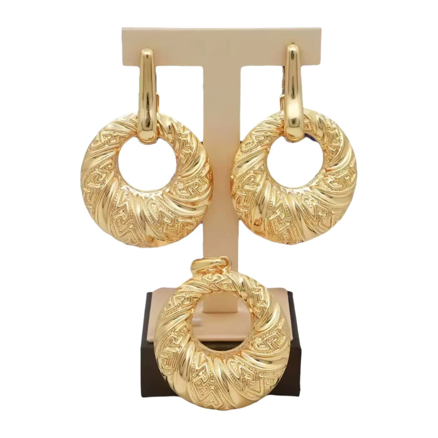Ohrringe und Halskettenanhänger, 18K vergoldet, Gold, ohne Stein - Bild 3