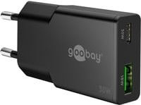 Goobay USB-C PD GaN Dual-Schnelladegerät Slim 30 W in Schwarz - Bild 1