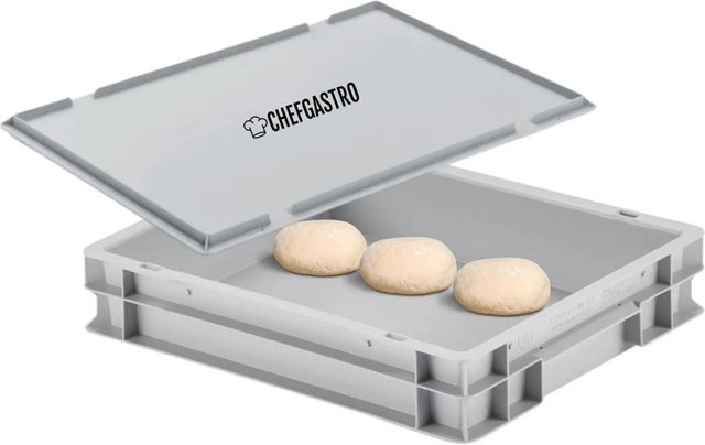 CHEFGASTRO Pizzaballenbox mit Deckel in Grau, stapelbare Teigwanne für Pizzateig, H x B x T: 8,5 x 30 x 40 cm - Bild 1