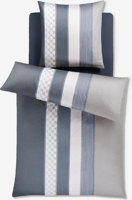 Joop Bettwäsche Cornflower Stripes aus Mako-Satin in Deep Coal Anthrazit Grau Blau - Bild 1