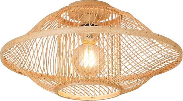 Good&Mojo Maui S Deckenleuchte aus Bambus in Natur und Burgunderfarben mit LED-Filament-Leuchtmittel - Bild 1