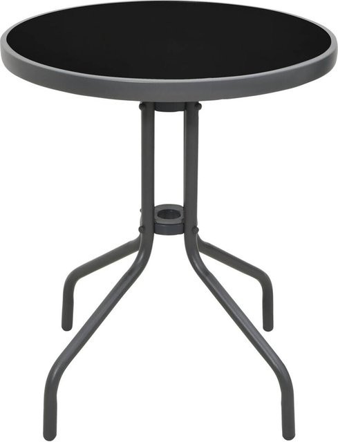 POCOline Gartentisch modern aus Stahl und Glas in Grau, Durchmesser: 60 cm, Höhe: 70 cm - Bild 1