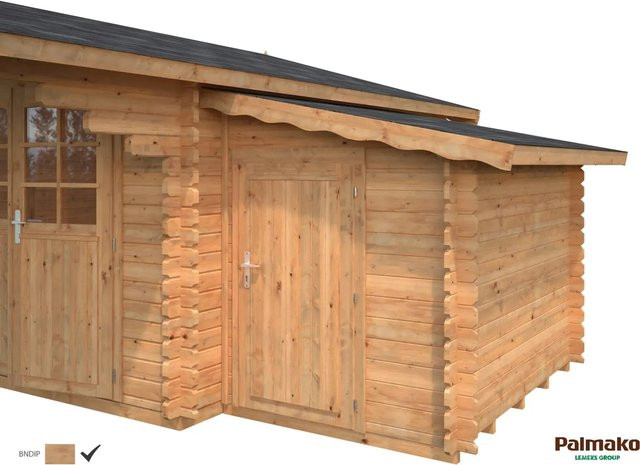 Palmako Anbauschuppen aus Fichtenholz in Braun mit Zylinderschloss und imprägnierten Fundamenthölzern, B: 215 cm, H: 153 cm - Bild 1