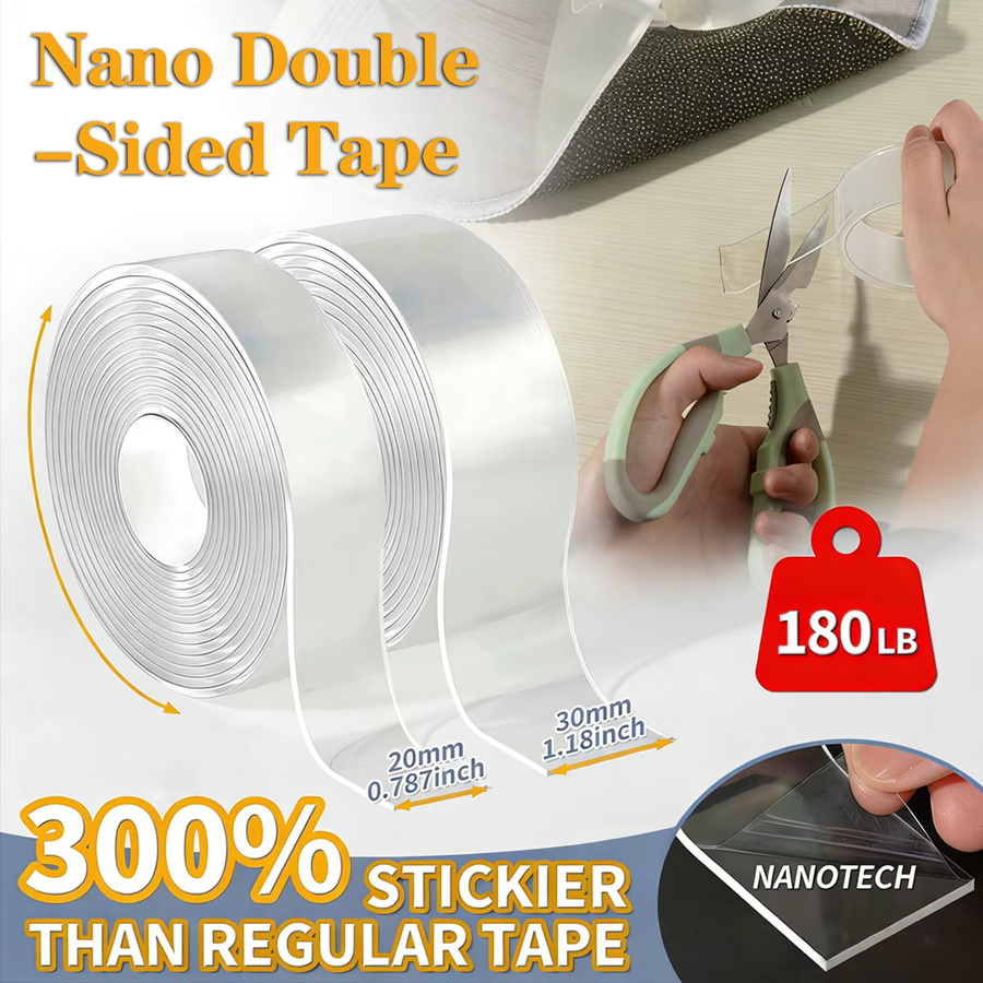 3 Rollen doppelseitiges Nano-Klebeband, transparent, wasserdicht und wiederverwendbar, Länge: 15 m - Bild 2
