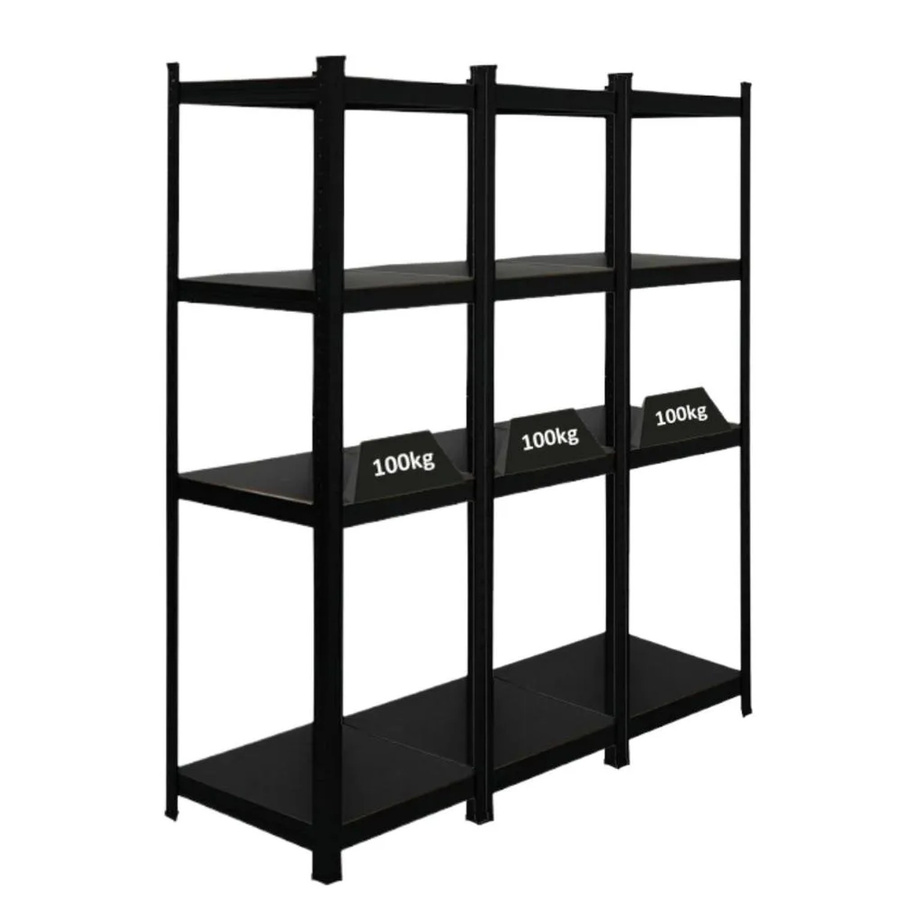 PROREGAL Ragnar All Black Series Schwerlastregal Set aus 3 Stück, Matt Schwarz, H x B x T: 150 x 45 x 45 cm - Bild 2