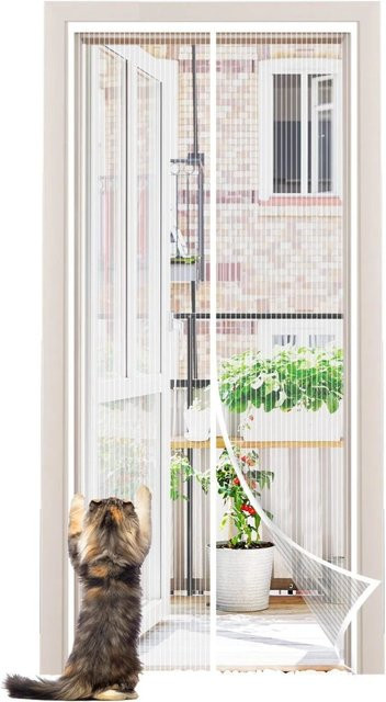 Sekey Insektenschutz-Tür Fliegengitter Türvorhang für Balkontüren, Weiß, B: 95 cm, H: 210 cm, Katzensicher und ohne Bohren - Bild 1