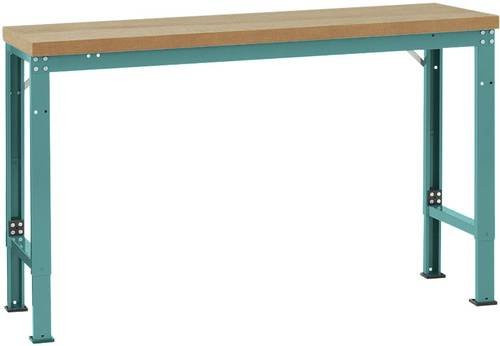 Manuflex WP6026.5021 Werkbank Grundmodul aus Stahl und Holz in Wasserblau, höhenverstellbar, B/T/H: 175 x 70 x 70 cm - Bild 1