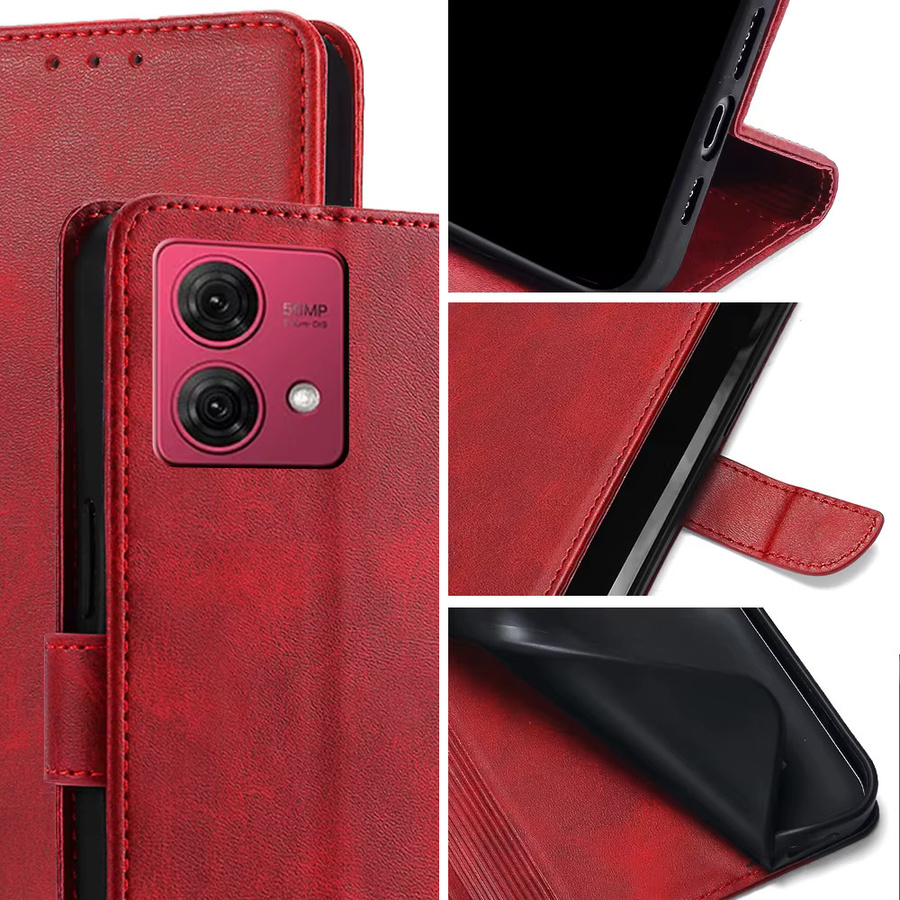 Motorola Business Leder Handyhülle mit Magnetischer Brieftasche für Moto g54 g84 g14 g100 g73 g53j g53y g53 g23 g13 g72 g62 g52j in Blau und Rot - Bild 3
