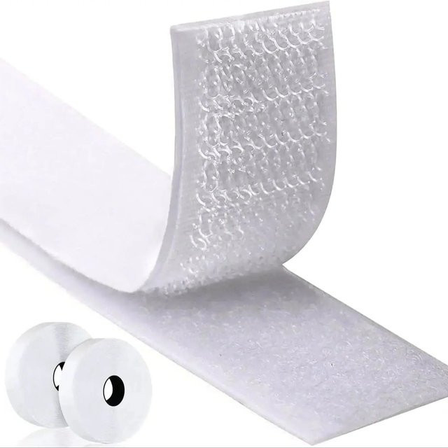 Selbstklebende Klettverschlussstreifen in Weiß für DIY-Bastelarbeiten und Montage, Breite: 20 mm - Bild 1