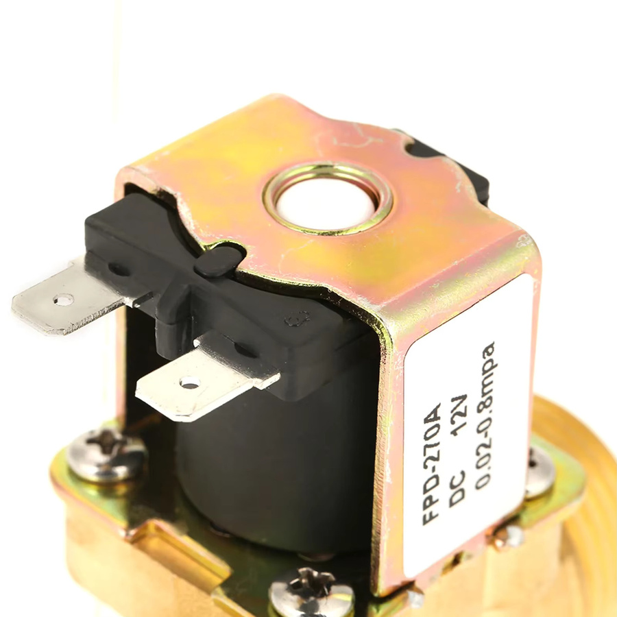 Elektrisches Magnetventil aus Messing in Gold, NC-Magnetventil mit G3/4 Anschluss und DC12 V Spannung für Wasser - Bild 3