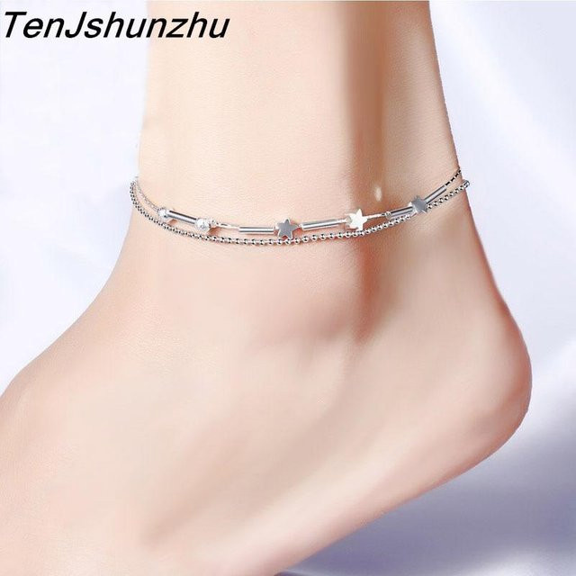 Fußkettchen 925 Silber, Perle, Damen - Bild 1