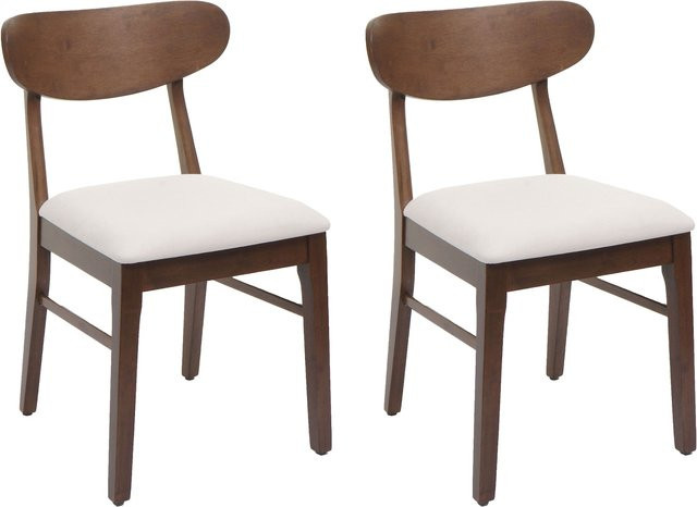 2er-Set MCW Esszimmerstuhl M59 aus Massiv-Holz mit Stoffbezug in Beige und dunklem Gestell - Bild 1