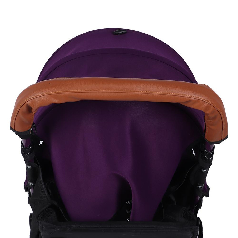 Waschbarer und abnehmbarer weicher Armlehnen-Griffbezug für Baby-Kinderwagen aus PU-Leder in Braun - Bild 5