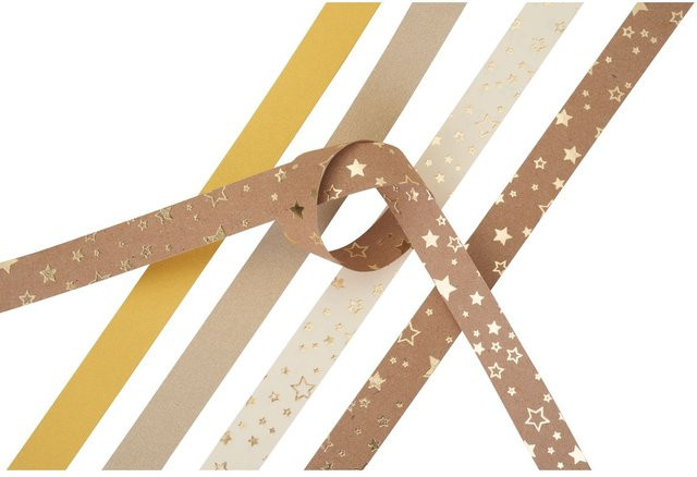 Heyda Fröbelsterne Stars in Gold und Natur aus glänzendem Papier - Bild 1