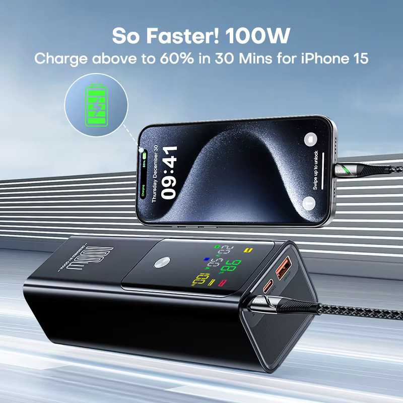 QOOVI Powerbank 20000mAh mit 100W PD Schnellladefunktion in Schwarz - Bild 4