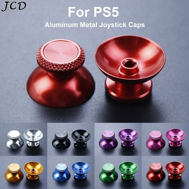 JCD Aluminium-Metall-Analog-Joysticks für PS5-Controller, 1 Paar Daumenstick-Kappen in Grün und Multicolour - Bild 1