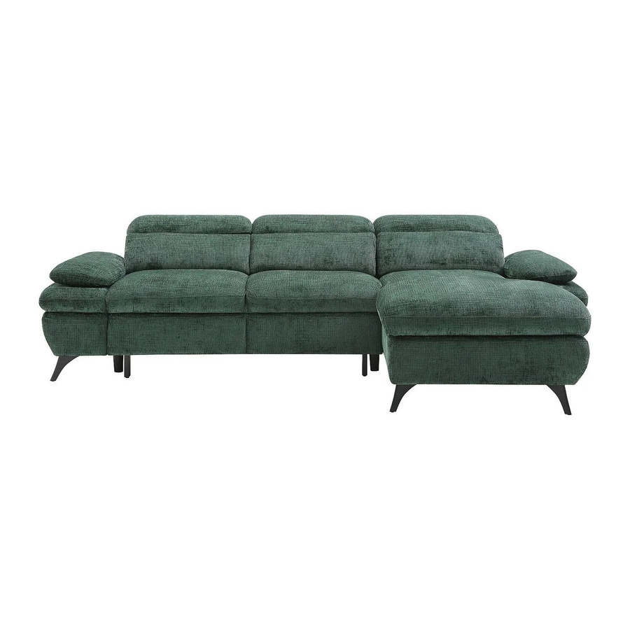 Vente-unique Schlafsofa Surdeli in Grün mit L-Form und Ausziehfunktion - Bild 2