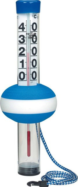 Summer Fun Neptun Schwimmbadthermometer aus Kunststoff in Blau/Weiß zur Temperaturmessung - Bild 1