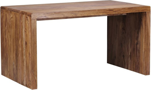 Wohnling Schreibtisch BOHA aus Sheesham Holz in Braun und Beige, B/H/T: 140 x 76 x 80 cm - Bild 1